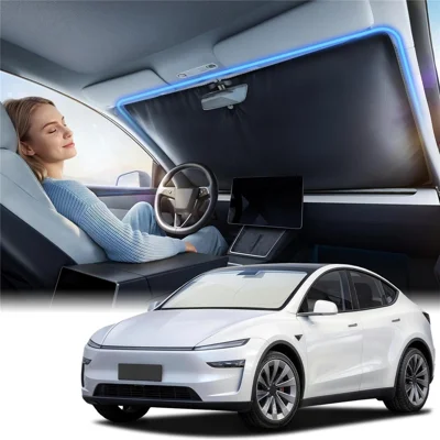 NMOISS M Maat Auto Voorruit Zonneklep Dubbele Laag Warmte-isolatie 99% UV-bescherming UPF50+ Zonneklep Afdekking - Beige