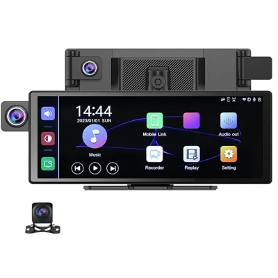 R5026 2K Front + 1080P Rear Dual Lens 10.26 Inch Bluetooth-compatible CarPlay Car Dash Cam AHD Camera with 2 Brackets