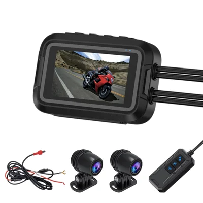V9 Motorcycle Dash Cam Front and Rear Camera 1080P HD WiFi Night Vision IP65 Waterproof Dual Dash Camera - No GPS