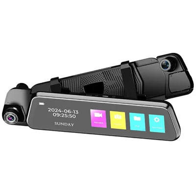 8402 Triple Display WiFi 1080P HD Reverse Camera 10 Inch Touchscreen Rearview Mirror Dash Cam