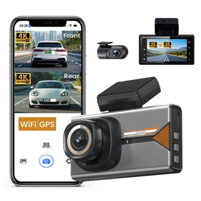 H006 Front 4K + Rear 4K Dash Camera 3 Inch IPS Screen WiFi GPS Car DVR Parking Monitor - Black+Silver