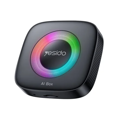YESIDO KM33 Wireless CarPlay Android Auto AI Box 3 in 1 Dual Band WiFi Bluetooth 5.0 mit RGB-Beleuchtung - Schwarz