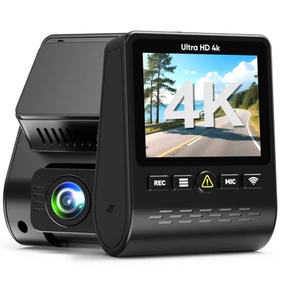 V61 2-Channel Dash Cam 4K Front 1080P Rear HDR Night Vision 5.8GHz WiFi G-Sensor Super Capacitor Parking Monitor for Cars - Black