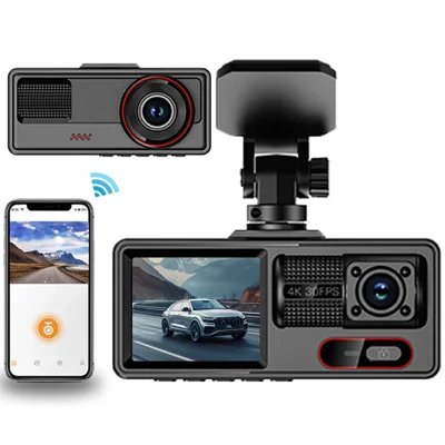A16 2-Channel 1080P Front + 720P Cabin WiFi Car Dash Cam Loop Recording G-Sensor Parking Monitor Night Vision - Black