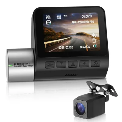 V50 4K UHD Front and Rear Dual Recording Car Dash Cam Night Vision WiFi 24H Parking Monitor G-Sensor Loop Recording - Black