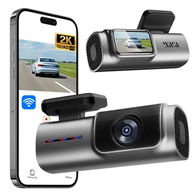 D29-1 2K 2160P Single Lens Dash Cam with WiFi App Control Wide Angle Night Vision 24-Hour Parking Monitor, ACC Powered - Grey