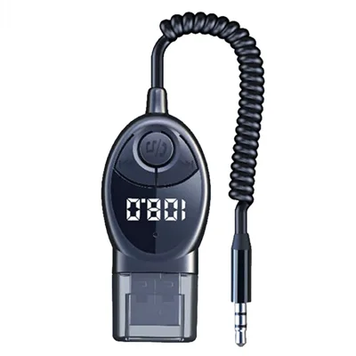 W8 Car Audio Adapter Bluetooth-compatible Receiver FM Transmitter with Telescopic Cable