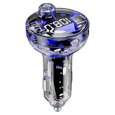 C10 Multifunctional Car MP3 Player Adapter BT Hands-Free FM Transmitter Car Charger with USB / Type-C Ports - Black