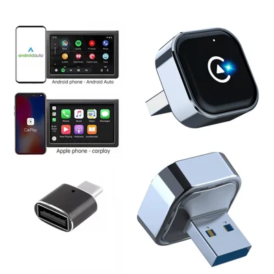 K16C Mini Dongle USB Plug and Play 2 em 1 Adaptador com Fio para CarPlay Sem Fios Android Auto