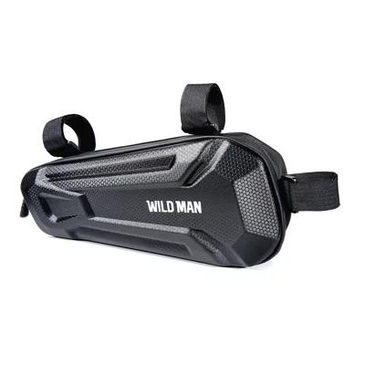 WILD MAN XT9 1.8L Bike Frame Bag IPX6 Waterproof EVA Hard Shell Triangle Bag for Mountain Road Bicycle - Black/Honeycomb Texture