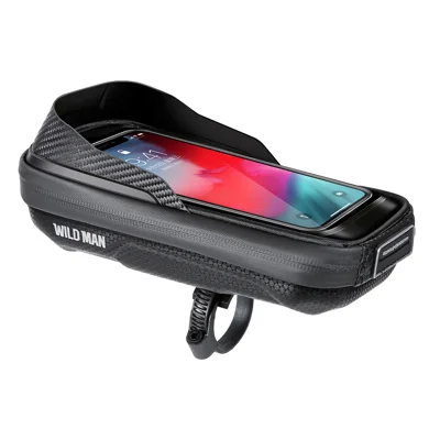 WILD MAN E16 Bolsa Impermeable para Teléfono con Pantalla Táctil, Bolsa para Manillar de Bicicleta para Ciclismo - Negro/0.5L