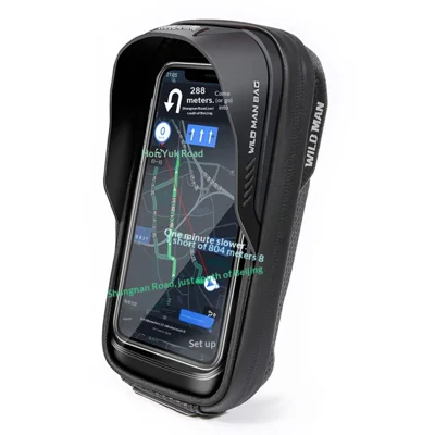 WILD MAN ES16 Bolsa para Teléfono de Bicicleta con Carcasa Rígida EVA Soporte para Manillar con Pantalla Táctil Soporte para Teléfono de Bicicleta para Teléfonos de 4.7-6.8 Pulgadas - Negro/0.5L
