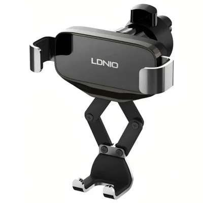LDNIO MG13 Gravity bilholder til luftudløb, universal telefonholder med silikonepuder, 360 graders roterbar automatisk greb-mekanisk stativ - Sort
