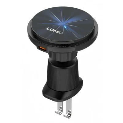 LDNIO MA23 15W Magnetic Wireless Car Charger Stand QI Fast Charging Air Vent Phone Holder Mount - Black