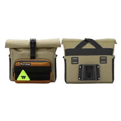 WEST BIKING YP0707417 Bicycle Front Bag 3.3L Expandable Handlebar Bag with Shoulder Strap for Folding Bike - Khaki