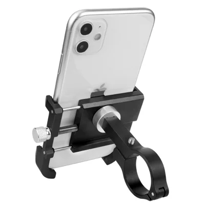 BENGGUO BG-077 Aluminum Alloy Phone Mount 55-100mm 360 Degree Rotating Shockproof Handlebar Holder - Black