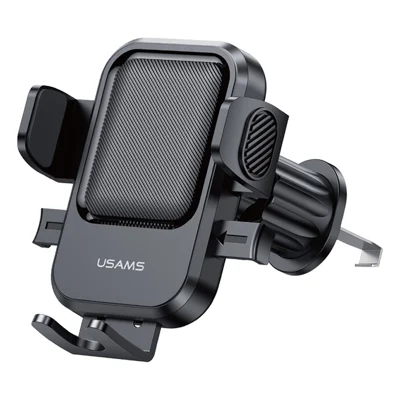 USAMS ZJ090 One-Touch Air Vent Car Mount, Secure Locking, Portrait / Landscape Use, One-Hand Placement and Removal - Black