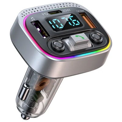 T21 Schnellladegerät für Fahrzeugladegerät Ambient Light Auto Bluetooth-fähiger FM-Radio-Freisprecheinrichtung MP3-Player