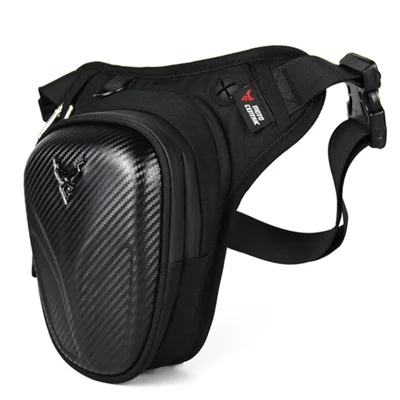 MOTOCENTRIC 11-MC-0119 Sacoche de jambe pour moto Sac de taille Sac bandoulière Équipement moto Sac à épaule à coque dure - Fibre de carbone noire