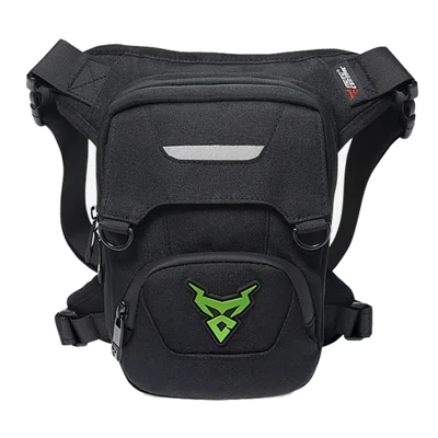 MOTOCENTRIC 11-MC-0129 Sac de jambe de taille pour moto en tissu Oxford imperméable 1200D - Logo vert