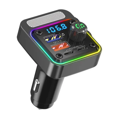 BC91 Bluetooth-compatible 5.3 FM Transmitter PD + QC3.0 Fast Car Charger for Cars - Black
