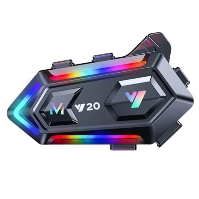 Y20 RGB Light Motorcycle Helmet Bluetooth-compatible Headset Support Voice Assistant - Hard Mic