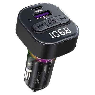 C50 Colorful Light Car Bluetooth-compatible Adapter FM Transmitter MP3 Player Type-C + USB Car Charger