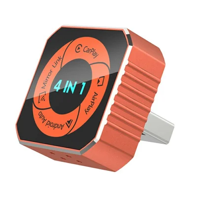 Adaptador K6 Plus 4 en 1 para CarPlay Inalámbrico, Receptor para Coche con Conexión Plug and Play USB-A para Conversión de Cableado a Inalámbrico - Naranja