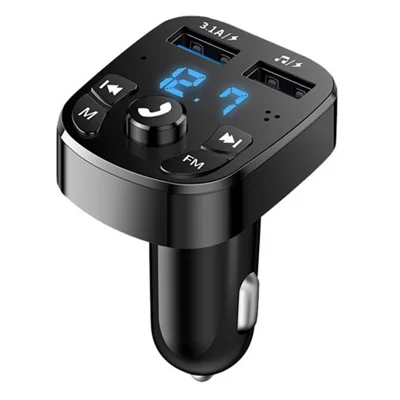 Auto-Bluetooth® 5.0 FM-Sender Empfänger Bluetooth® Audio-Player-Autokit mit zwei USB-Anschlüssen für USB-Stick/Handyladegerät
