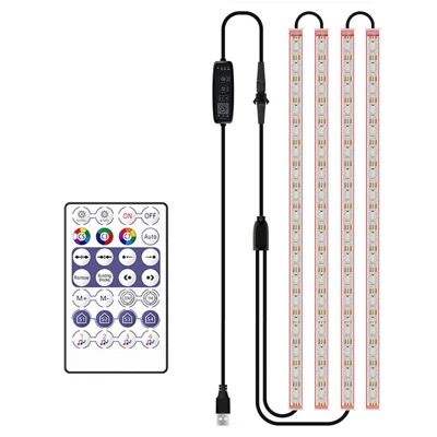 N2U-72 4Pcs Car 72LED Underglow Light Multi-color Bluetooth-compatible APP Control USB Car Decorative Lamp Underbody LED Strip Lights