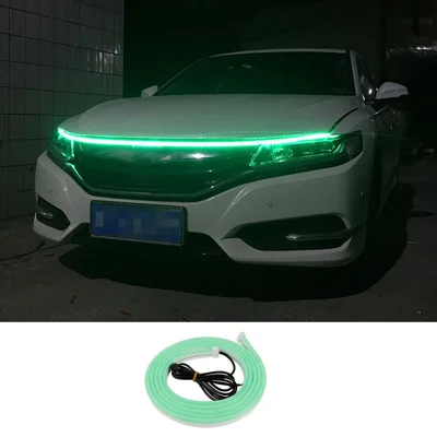 2m Car Hood Decorative DRL Light Strip PVC Silicone Flexible Waterproof Light Strip - Green