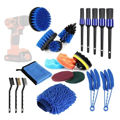 Kit de ferramentas de limpeza para carro 22Pcs / Set, conjunto de escovas de detalhamento automático para limpeza de rodas, painel, interior e exterior