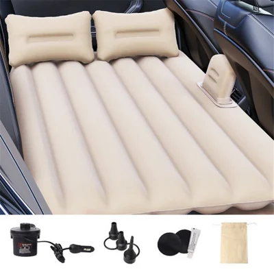 ZD-431 Cama de Inflación de Aire para SUV Camión Rayas Rectas Colchón de Dormir Coche Revestimiento de PVC - Beige