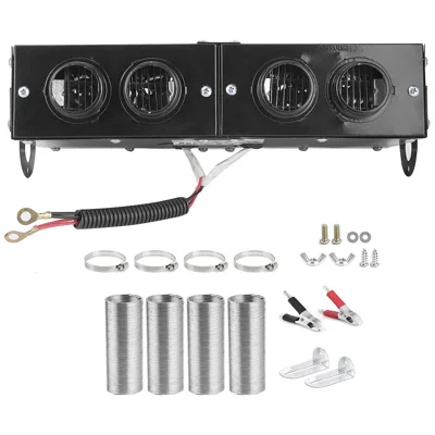 Four Hole Metal Car Interior Heater Window Defrosting Defogging Vehicle Heating Fan - 12V