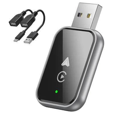 2 в 1 беспроводной адаптер CarPlay и Android Auto, USB-адаптер с функцией Plug and Play, преобразование проводного подключения в беспроводное для iPhone / Android
