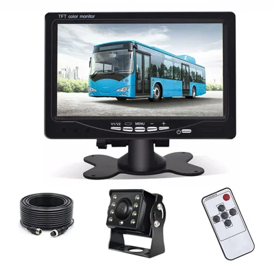 RH-701C 7" Monitor video LCD Schermo di visualizzazione Telecamera posteriore 8-LED Kit con sistema di parcheggio e retromarcia con cavo video da 15m