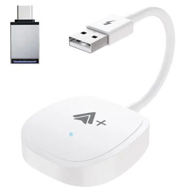 020-7++ Wireless Android Auto Adapter Video Streaming Wired to Wireless USB Dongle - White