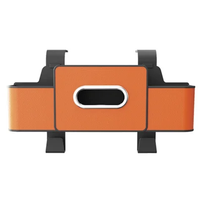 Car Seat Back Multi-Function Storage Organizer Leather+ABS Tissue Box Cup Holder with Hooks - Orange