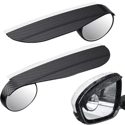 2Pcs Car Blind Spot Mirror 360 Degree Adjustable Rear View Mirror with Rain Shield