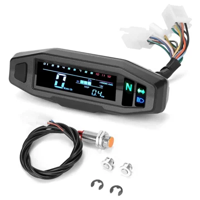 12V Motorcycle Modification Mini LCD Digital Speedometer Tachometer Fuel Gauge