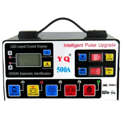 YQ500A 12V / 24V 500A Intelligent Pulse Repair Motorcycle Car Battery Charger for Lead Acid / Lithium Batteries , EU Plug