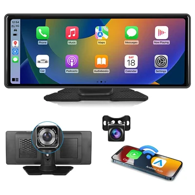 W514A 10,26-дюймовый экран с беспроводным CarPlay и Android Auto с 1080P двойной записью и AHD камерой заднего вида