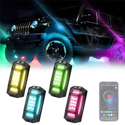 G6 4 In 1 LED Car Underglow Lights RGB Rock Lights Music Sync Atmosphere Lamp for Off Road Vehicles