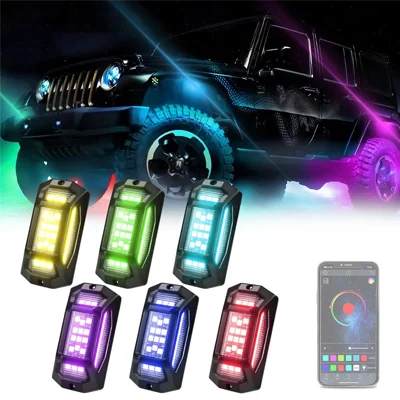 G6 6 In 1 LED Car Underglow Lights RGB Rock Lights Music Sync Atmosphere Lamp for Off Road Vehicles
