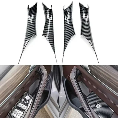 F30 4Pcs / Set For 5 Series G30 / G31 / G38 2018 - 2023 Carbon Fiber Pattern Plastic Car Interior Door Pull Handles