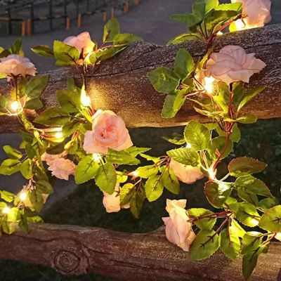 5m 50 LED Solar Powered Rose String Light 8 Modes Outdoor Garden Landscape Decorative Lamp