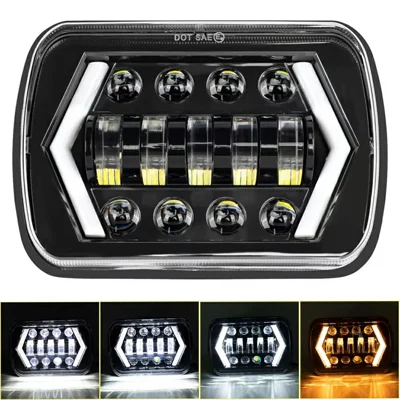 7 Inch 13-LED Arrow Design Square Head Lamp IP67 Waterproof Car Daytime Running Light
