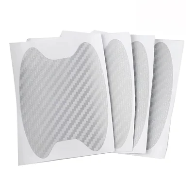 4Pcs Car Door Handle Cup Protector Carbon Fiber Sticker Anti Scratch Paint Protection Decal - White