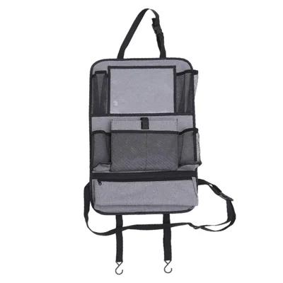 Car Seat Back Organizer with Transparent Pocket Oxford Fabric Storage Bag Multi-Pocket Hanging Pouch - Grey