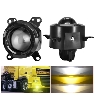 T14 1 Pair 3 Inch High Power Dual Beam LED Projector Lights For DAF Trucks Front Bumper Fog Lamp 55W 9-32V